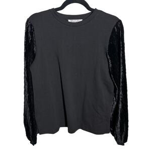 Joy Joy Black Velvet Long Sleeve Top Size Small Women's Holiday Whimsy Goth